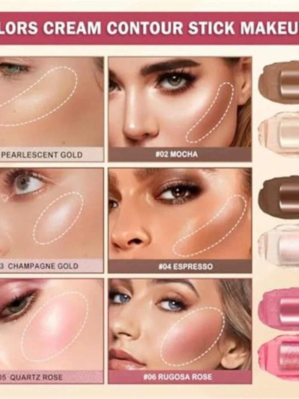 6 Colors Cream Contour Stick Makeup Contour Kit